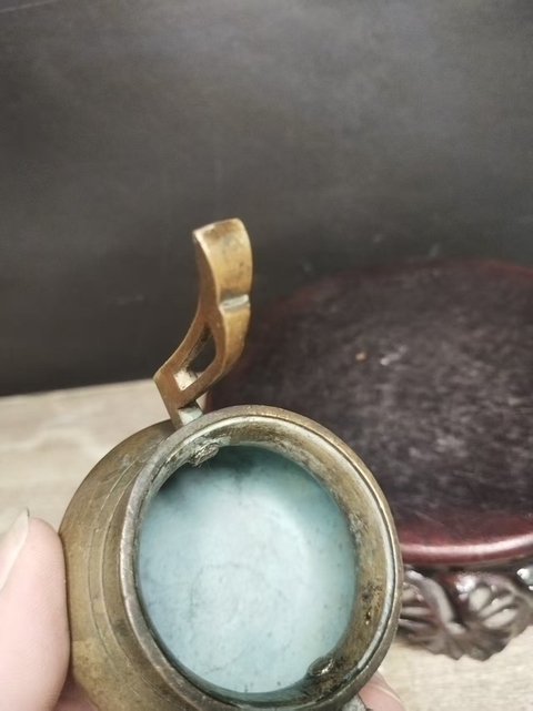 古玩銅器朝冠耳香爐真品鑒賞圖