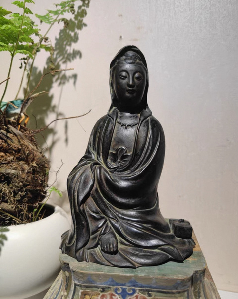 古玩銅器銅觀音真品鑒賞圖