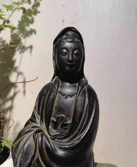 古玩銅器銅觀音真品鑒賞圖