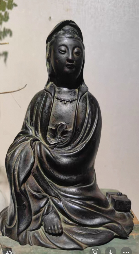 古玩銅器銅觀音真品鑒賞圖