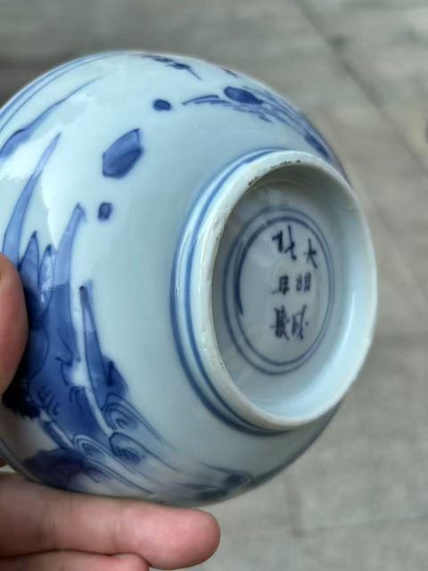 古玩陶瓷通景山水人物故事紋淺腹碗真品鑒賞圖