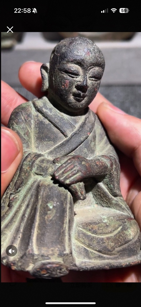 古玩銅器銅佛尊者像真品鑒賞圖