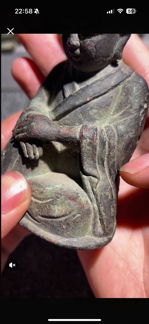 古玩銅器銅佛尊者像真品鑒賞圖