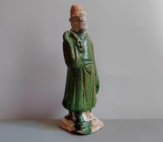 古玩陶瓷明代三彩人物站立俑拍賣，當前價格152元