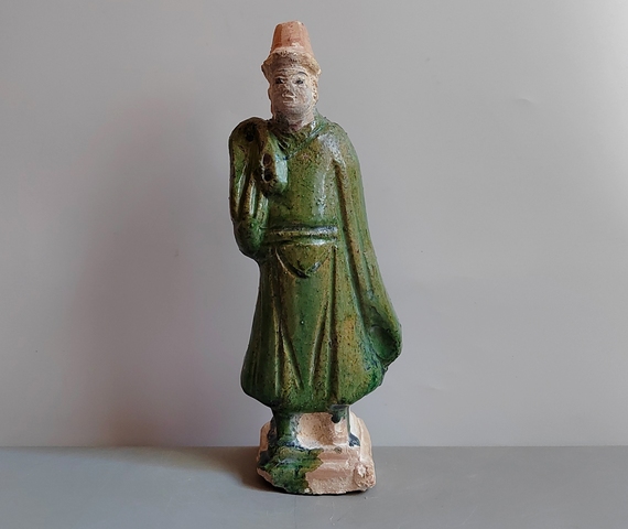 古玩陶瓷明代三彩人物站立俑拍賣，當前價格152元