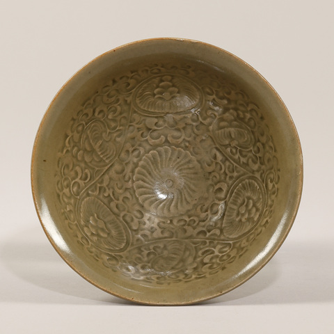 古玩陶瓷耀州窯團菊碗真品鑒賞圖