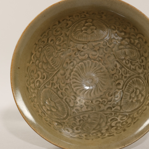 古玩陶瓷耀州窯團菊碗真品鑒賞圖