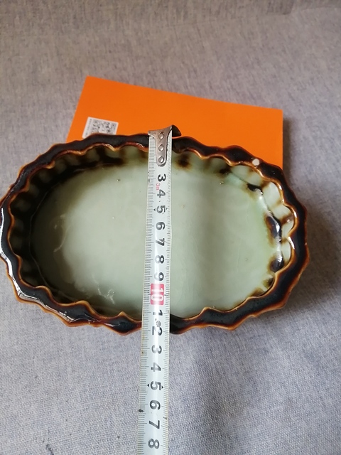 古玩陶瓷醬釉仿生水仙盆真品鑒賞圖