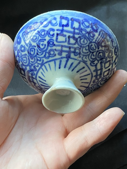 古玩陶瓷纏枝花囍字紋蓋子真品鑒賞圖