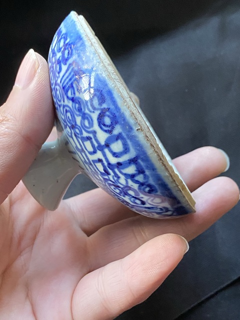 古玩陶瓷纏枝花囍字紋蓋子真品鑒賞圖