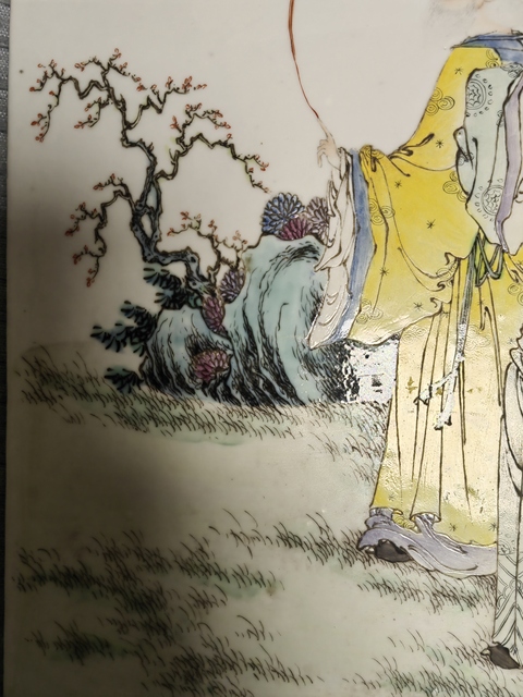 古玩陶瓷民國(guó)·粉彩人物故事紋瓷板 真品鑒賞圖