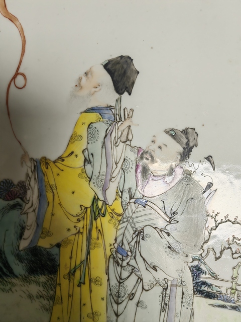 古玩陶瓷民國(guó)·粉彩人物故事紋瓷板 真品鑒賞圖