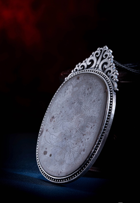 古玩銅器銅陰刻菩薩真品鑒賞圖