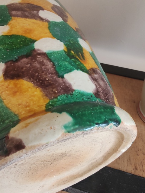 古玩陶瓷虎皮三彩花觚真品鑒賞圖