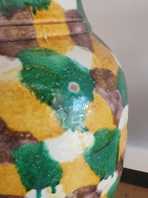 古玩陶瓷虎皮三彩花觚真品鑒賞圖