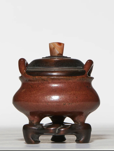 古玩陶瓷清雍正鐵銹釉沖耳小琴爐拍賣，當前價格30000元