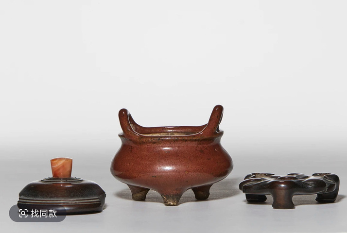 古玩陶瓷清雍正鐵銹釉沖耳小琴爐拍賣，當前價格30000元