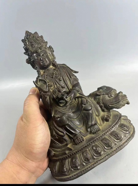 古玩銅器銅菩薩像真品鑒賞圖