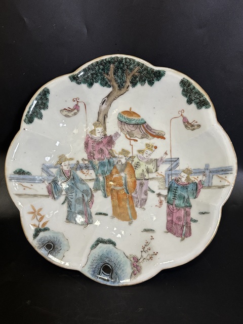 古玩陶瓷粉彩人物故事貢盤真品鑒賞圖