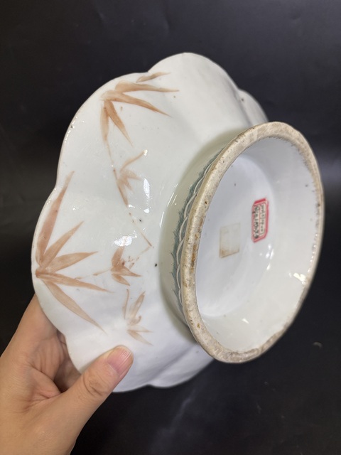 古玩陶瓷粉彩人物故事貢盤真品鑒賞圖