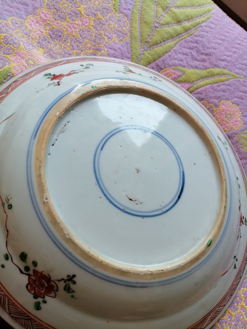 古玩陶瓷清康熙 五彩花鳥紋盤真品鑒賞圖