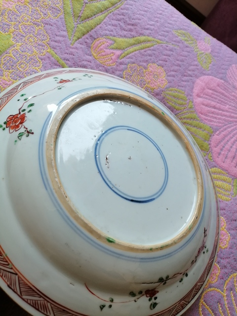 古玩陶瓷清康熙 五彩花鳥紋盤真品鑒賞圖