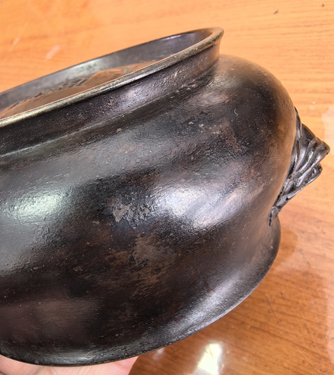 古玩銅器銅獅耳爐真品鑒賞圖