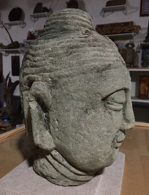 古玩雜項(xiàng)石佛首真品鑒賞圖