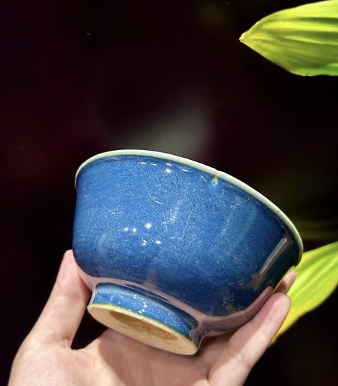 古玩陶瓷祭蘭釉茶圓真品鑒賞圖