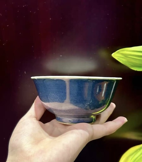 古玩陶瓷祭蘭釉茶圓真品鑒賞圖