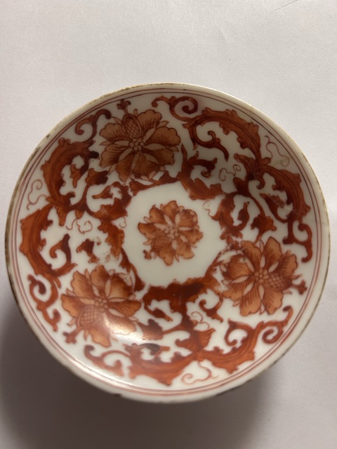 古玩陶瓷礬紅小碟真品鑒賞圖