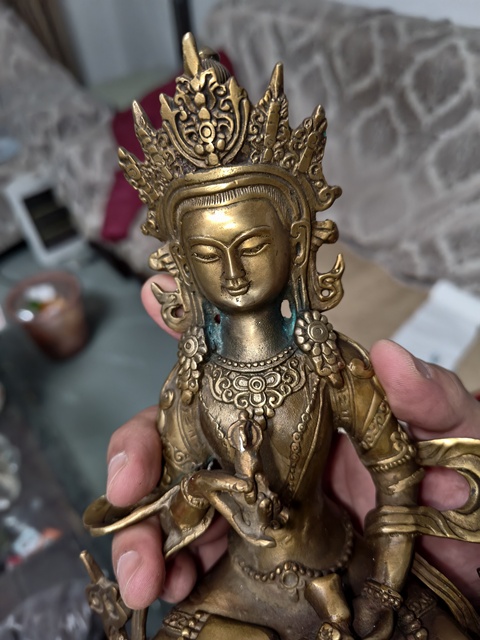 古玩銅器銅金剛手菩薩真品鑒賞圖