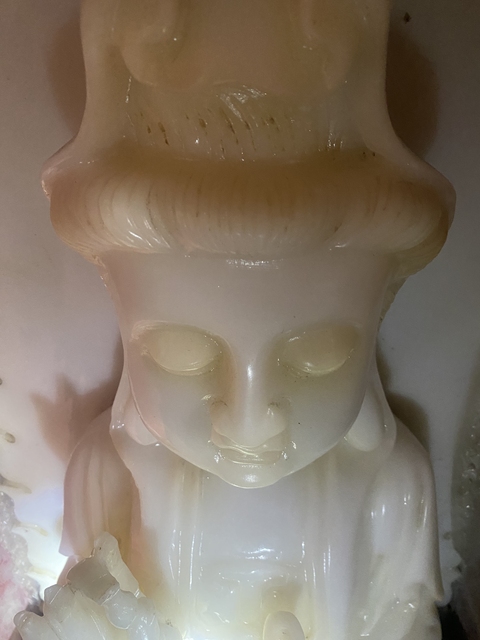 古玩玉器漢白玉雕“觀音擺件”真品鑒賞圖