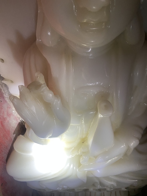 古玩玉器漢白玉雕“觀音擺件”真品鑒賞圖