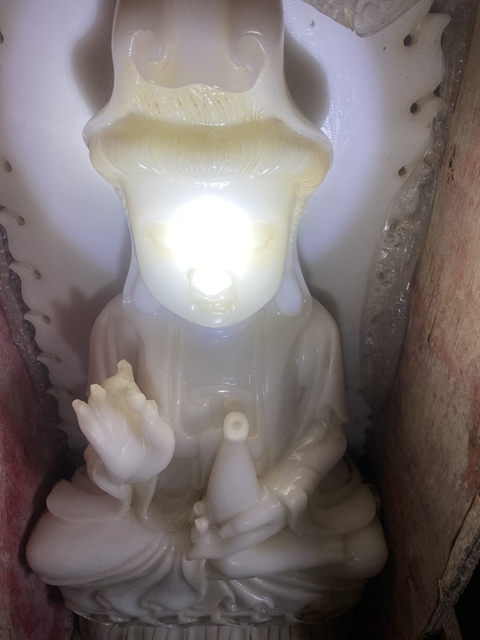 古玩玉器漢白玉雕“觀音擺件”真品鑒賞圖