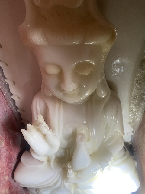 古玩玉器漢白玉雕“觀音擺件”真品鑒賞圖