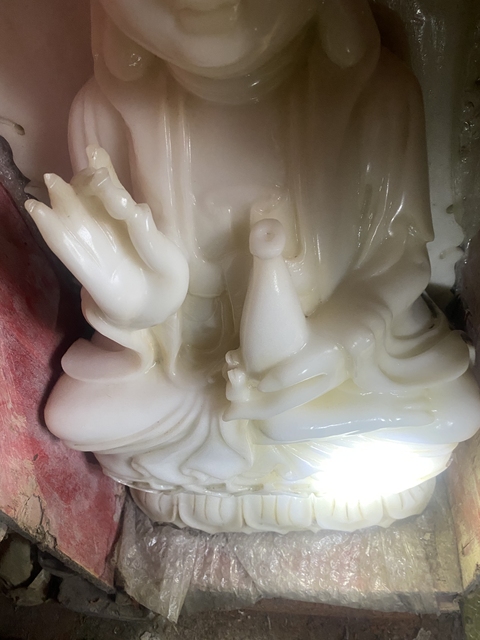 古玩玉器漢白玉雕“觀音擺件”真品鑒賞圖