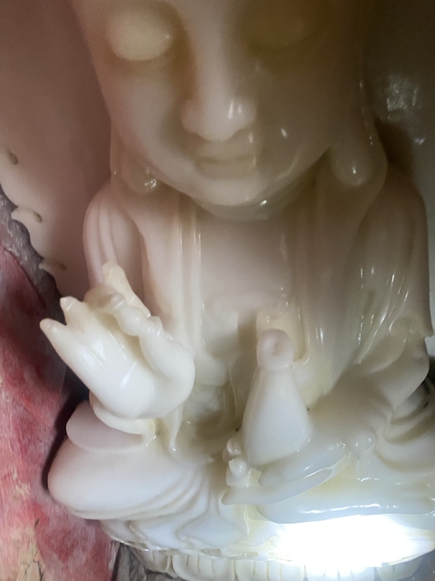 古玩玉器漢白玉雕“觀音擺件”真品鑒賞圖