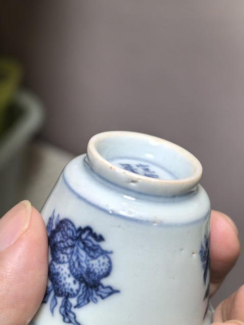 古玩陶瓷青花三多紋杯真品鑒賞圖