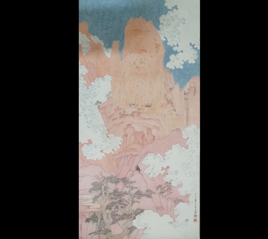 古玩字畫中國當代水墨藝術家蕭派山水畫家丁文卿山水拍賣，當前價格899元