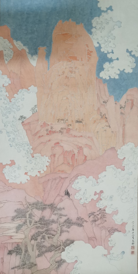 古玩字畫中國當代水墨藝術家蕭派山水畫家丁文卿山水拍賣，當前價格899元