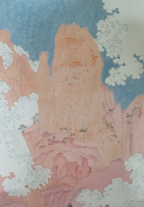 古玩字畫中國當代水墨藝術家蕭派山水畫家丁文卿山水拍賣，當前價格899元