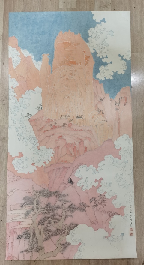 古玩字畫中國當代水墨藝術家蕭派山水畫家丁文卿山水拍賣，當前價格899元