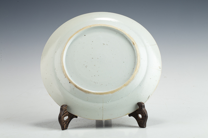 古玩陶瓷清晚·青花山水樓閣紋盤真品鑒賞圖