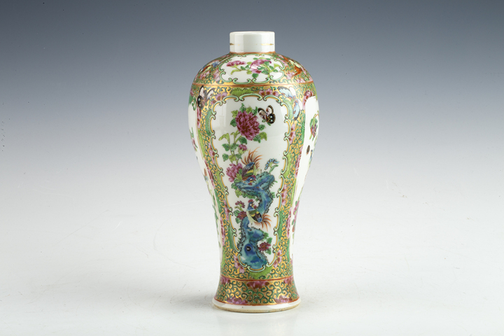 古玩陶瓷清晚·廣彩開窗花鳥紋雞腿瓶真品鑒賞圖