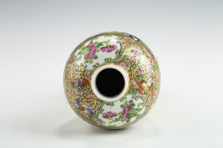 古玩陶瓷清晚·廣彩開窗花鳥紋雞腿瓶真品鑒賞圖