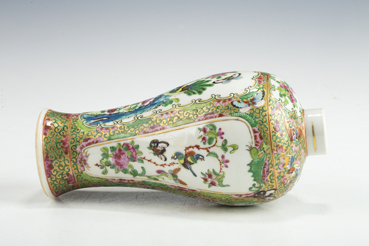 古玩陶瓷清晚·廣彩開窗花鳥紋雞腿瓶真品鑒賞圖