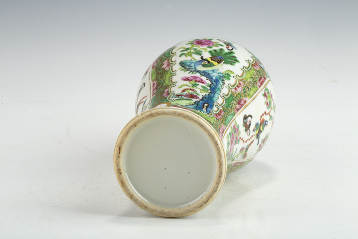 古玩陶瓷清晚·廣彩開窗花鳥紋雞腿瓶真品鑒賞圖