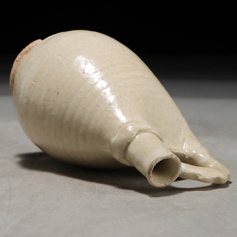 古玩陶瓷遼代白釉皮囊壺真品鑒賞圖