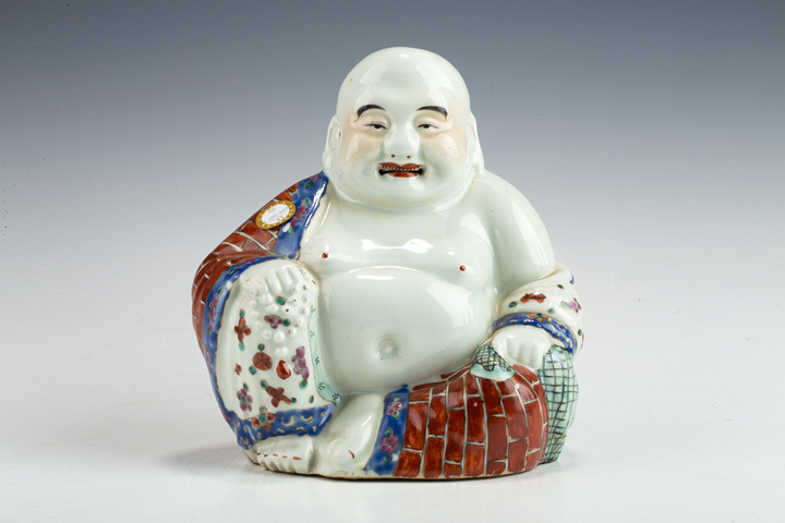 古玩陶瓷民國·粉彩彌勒佛造像拍賣，當前價格4200元